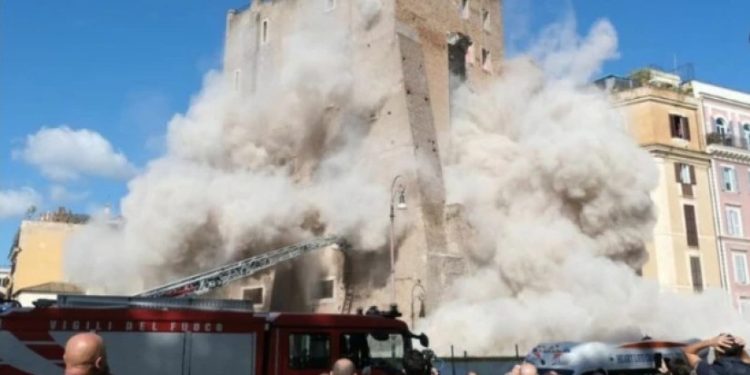 რომში ისტორიული კოშკის ნაწილი ჩამოინგრა – არიან დაშავებულები